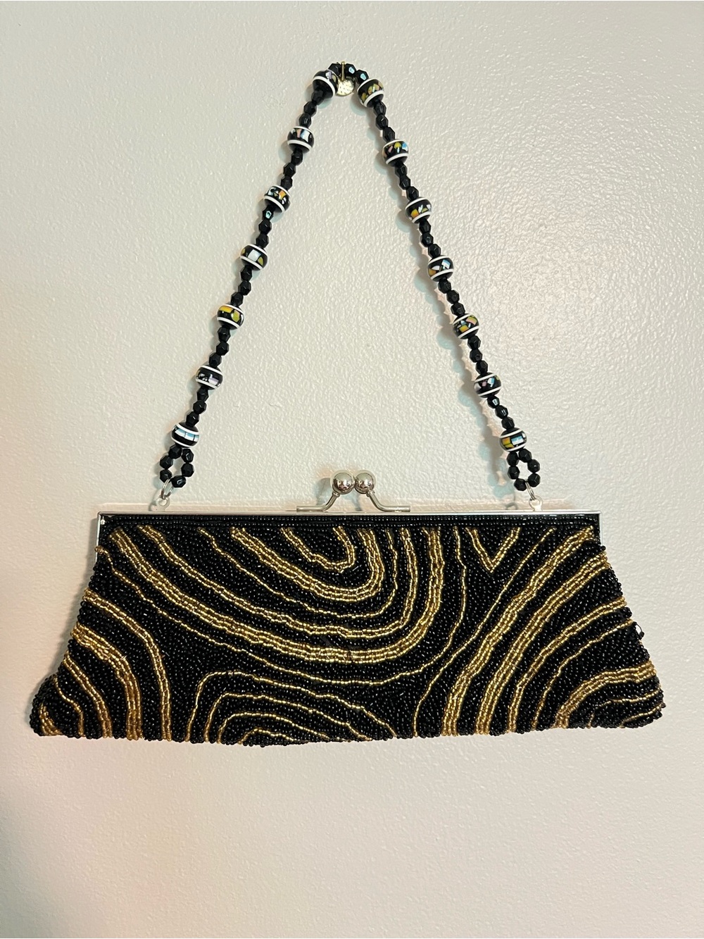 Black & Gold Beaded Evening Clutch
